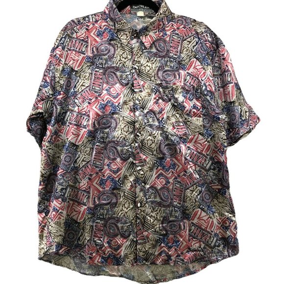 Vintage Other - Vintage 70s Mens Small S 100% Thai Silk Abstract Print Psychedelic Shirt
